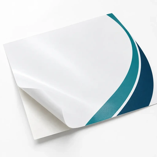 Adesivo polimerico stampato con fasce curve blu e turchesi