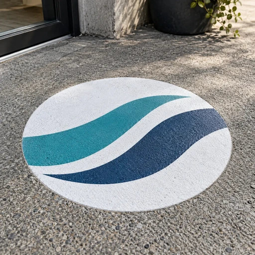 Adesivo calpestabile Outdoor R13 circolare su una pavimentazione ruvida